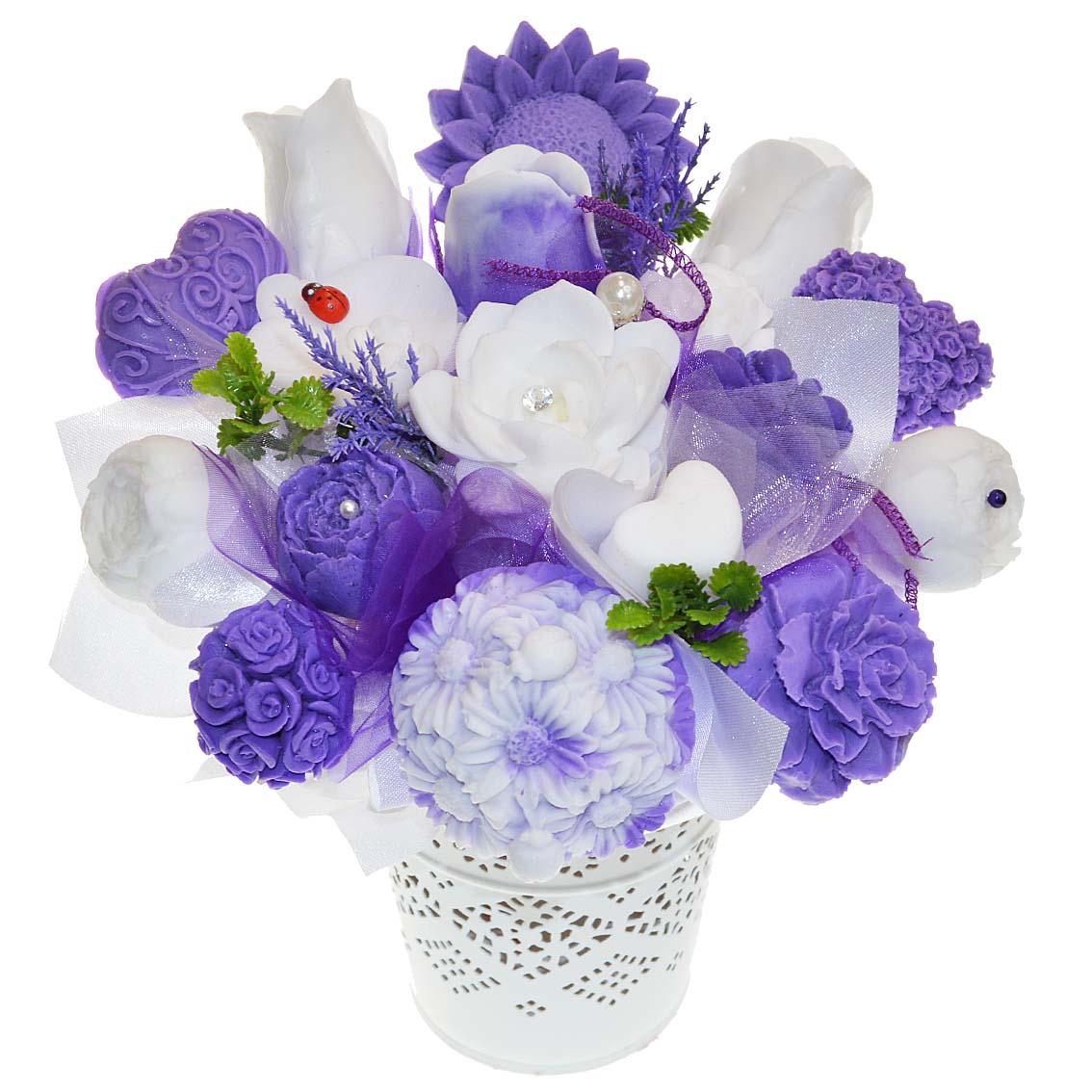 Mydlová Kytica - fialovo - biela